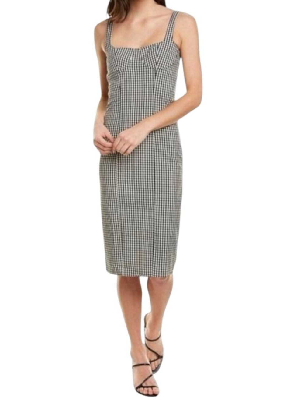 Capulet black and white gingham print midi dress size Medium New With Tags